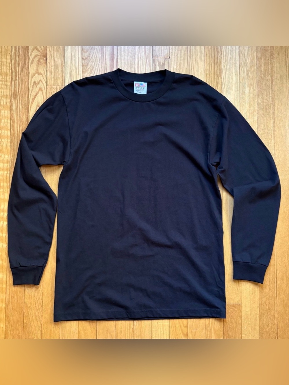 Vintage Bayside Men’s Long Sleeve Heavyweight T-Shirt Large Large Black USA Made